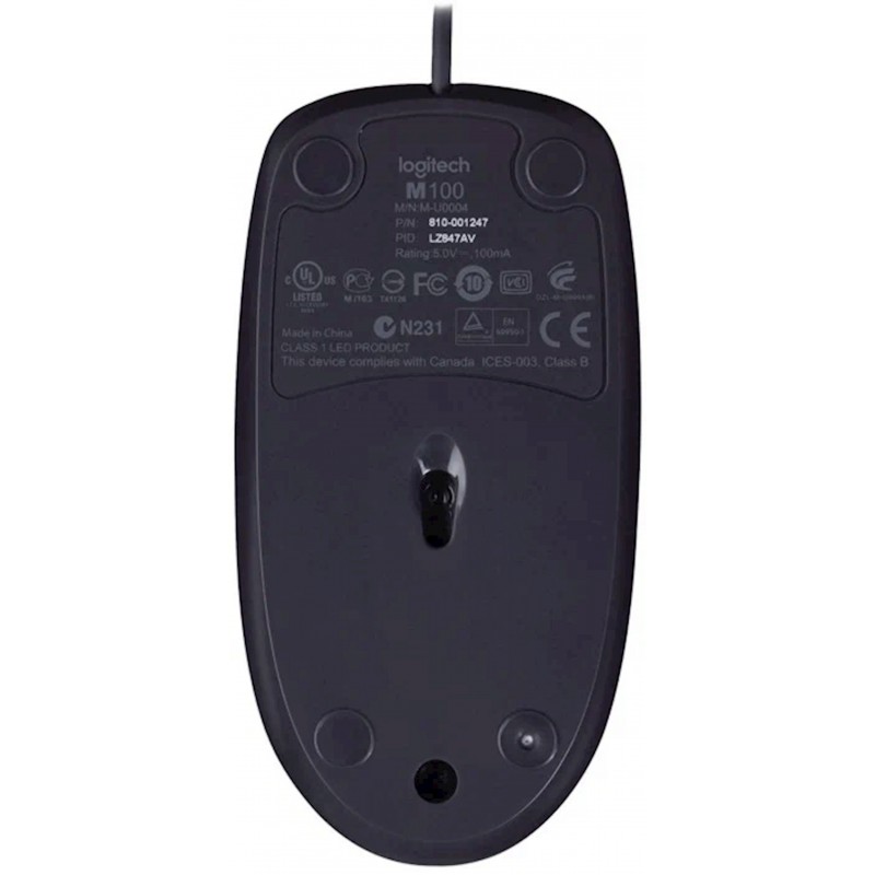 LOGITECH Corded  Mouse B100 - Business EMEA - BLACK