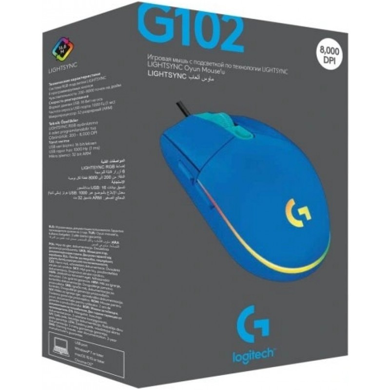 LOGITECH G102 LIGHTSYNC - BLUE - USB - EER 