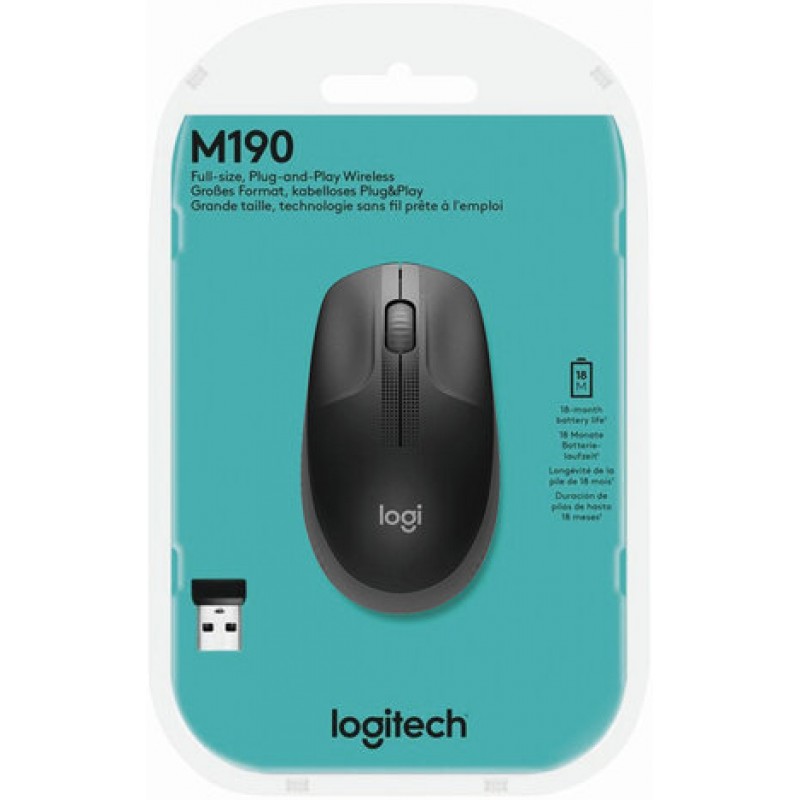 LOGITECH M190 Full-size wireless mouse - CHARCOAL