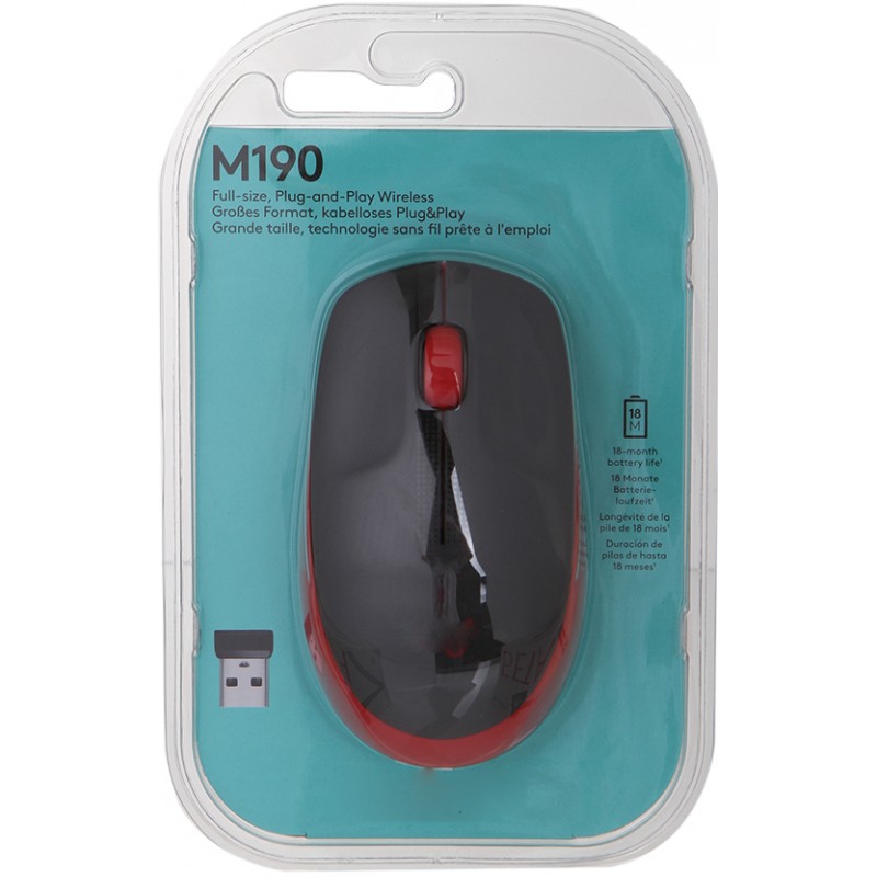 LOGITECH M190 Full-size wireless mouse - RED