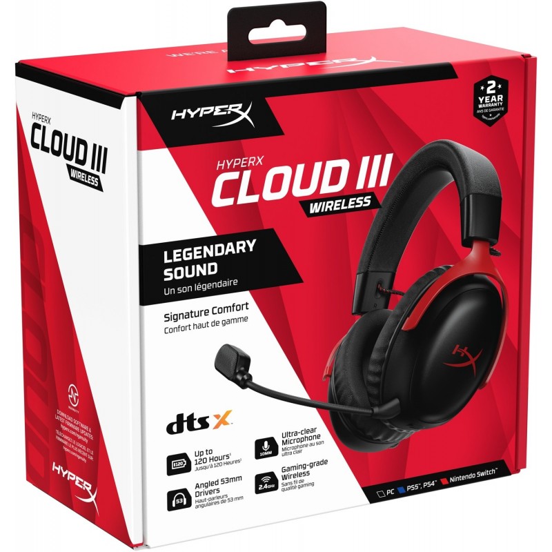 HyperX Cloud III WL BLK/RED GAM HS
