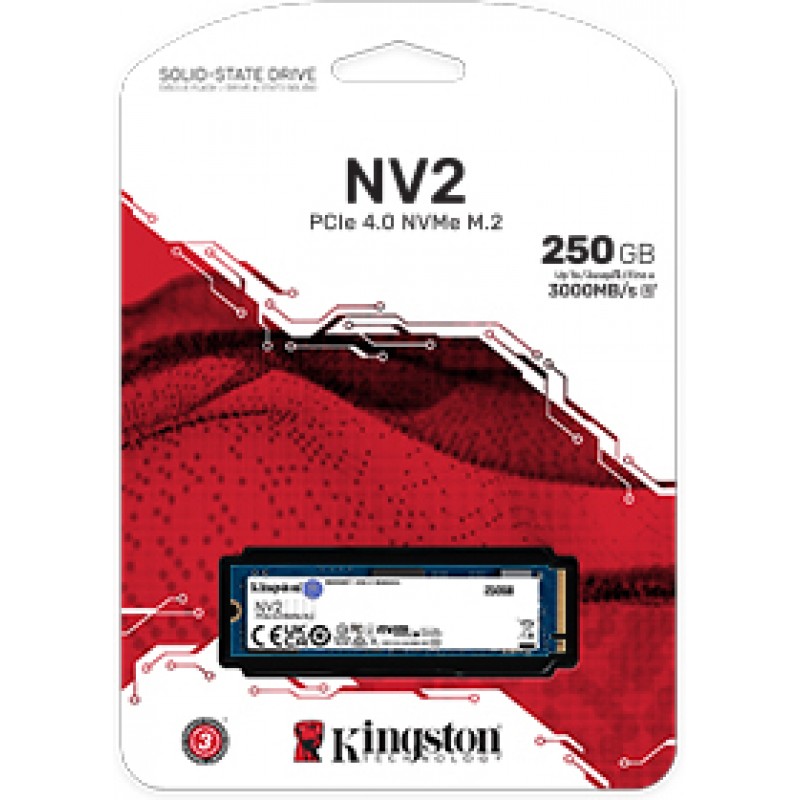 Kingston NV2 250GB Gen4x4 NVMe M.2 2280 SSD (3000 MB/s / 1300MB MB/s)