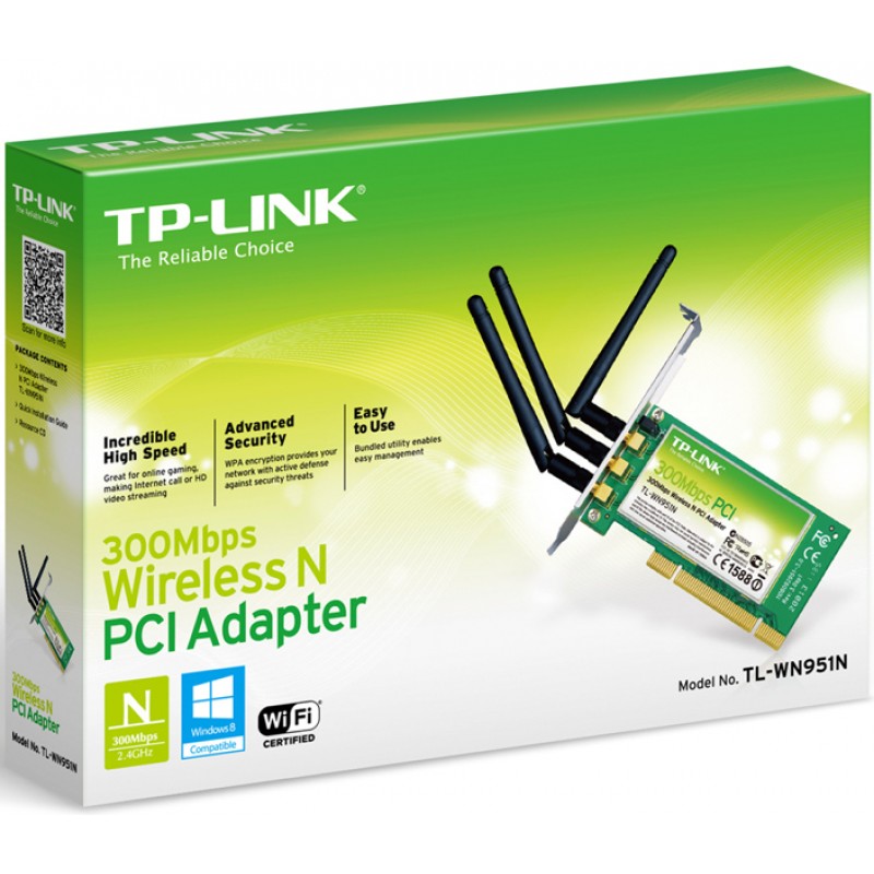 N300 Wi-Fi PCI-Adapter 300Mbit/s TP-Link TL-WN951N